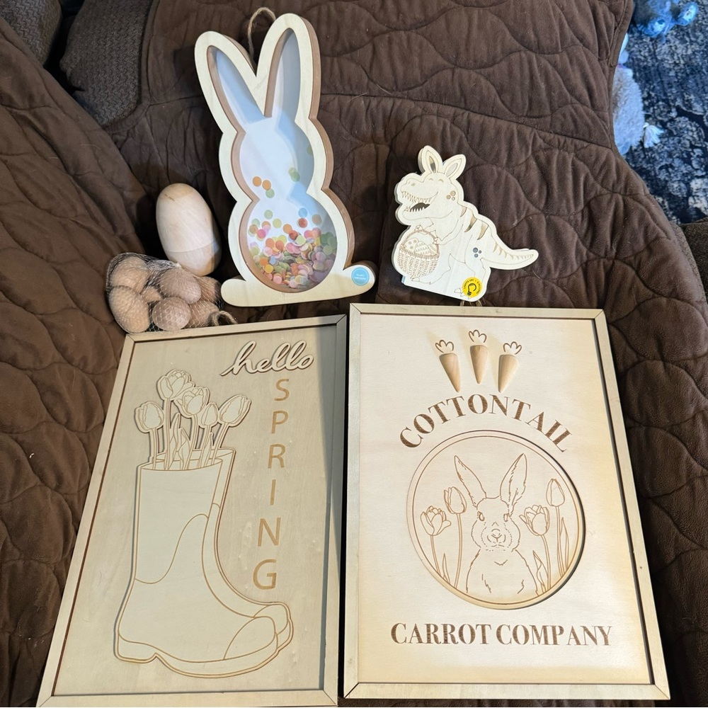 NWT. Easter decor! All the wood Easter and spring decor pictured!